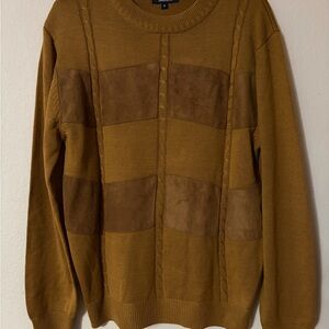 Pronti Men's brownish Mustard Patchwork Crewneck Sweater size S